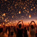 pessoas-segurando-lanternas-flutuantes-durante-o-festival-yee-peng-chiang-mai-tailândia