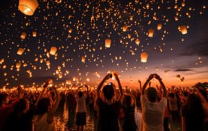 pessoas-segurando-lanternas-flutuantes-durante-o-festival-yee-peng-chiang-mai-tailândia